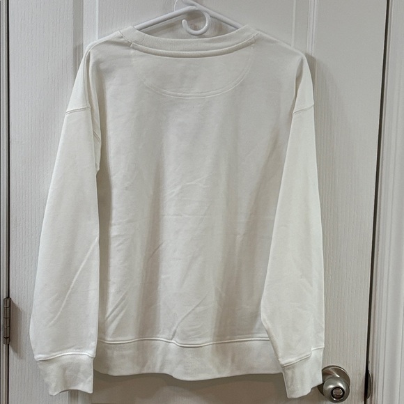 NWT Karl Lagerfeld Paris Long Sleeve High Low White Cat Top Sweatshirt Large - Picture 7 of 9